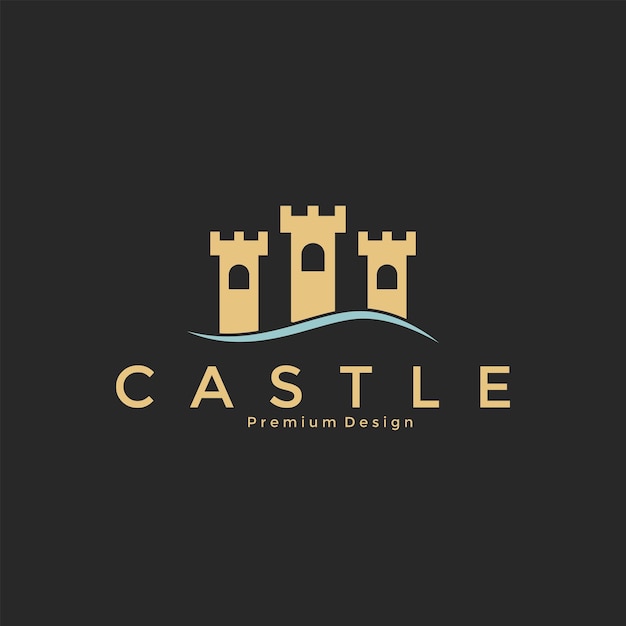 Vector de diseño de logotipo de castillo de río
