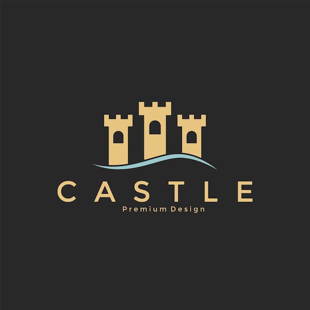 Vector vector de diseño de logotipo de castillo de río