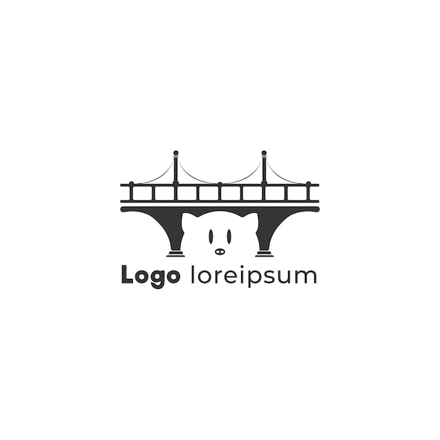 Vector de diseño del logotipo del cerdo del puente