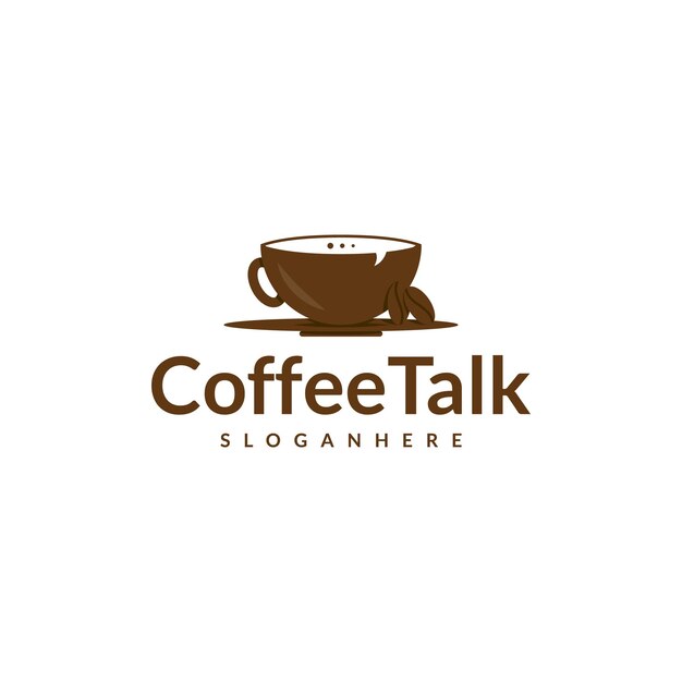 Vector de diseño de logotipo de charla de café Taza de café y icono de burbuja de voz de chat