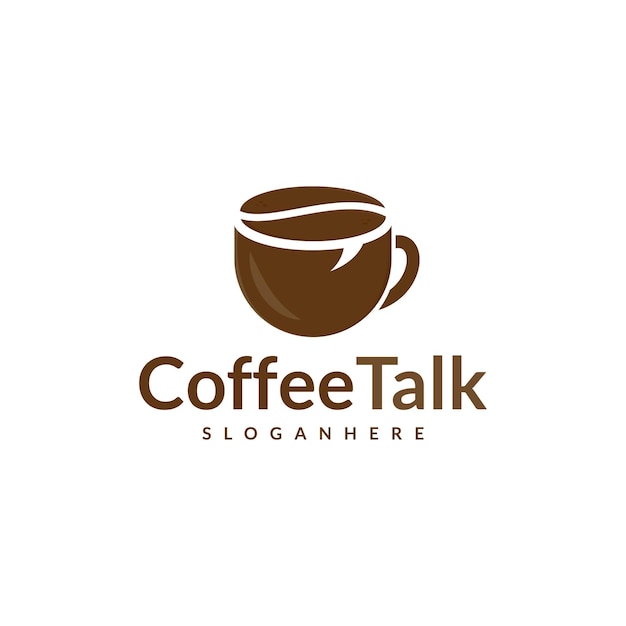 Vector de diseño de logotipo de charla de café taza de café y icono de burbuja de voz de chat