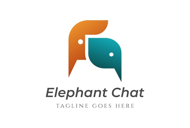 Vector vector de diseño de logotipo de chat de elefante minimalista simple moderno
