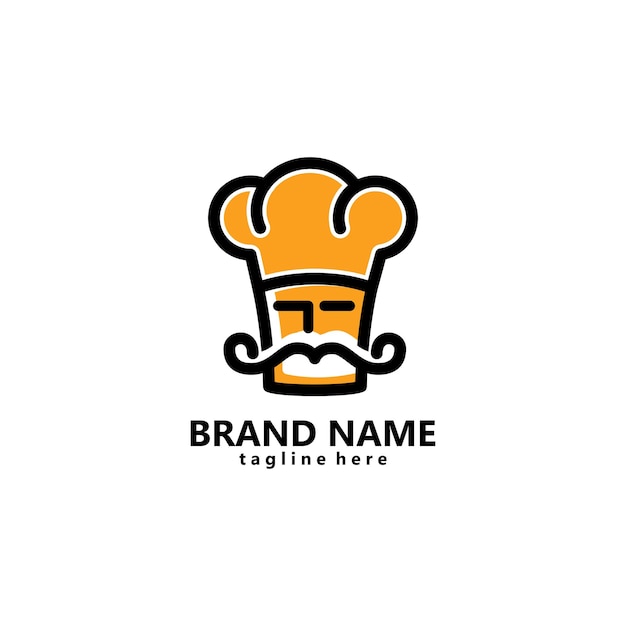 Vector de diseño de logotipo de chef de bigote
