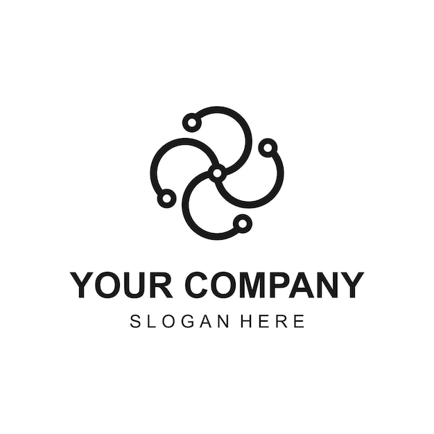 Vector de diseño de logotipo de circuito de tecnología lineal moderna