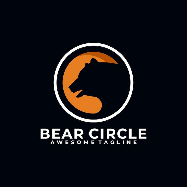 Vector de diseño de logotipo de círculo de oso color plano