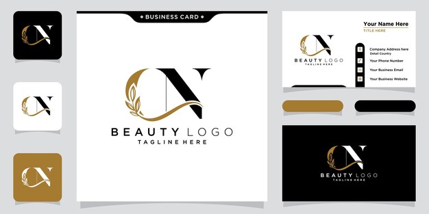 Vector de diseño de logotipo CN de letra creativa abstracta con diseño de tarjeta de visita