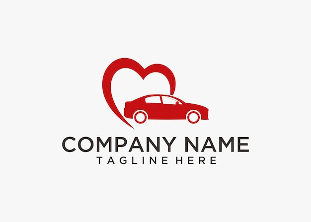 Vector de diseño de logotipo de coche de amor de ilustración