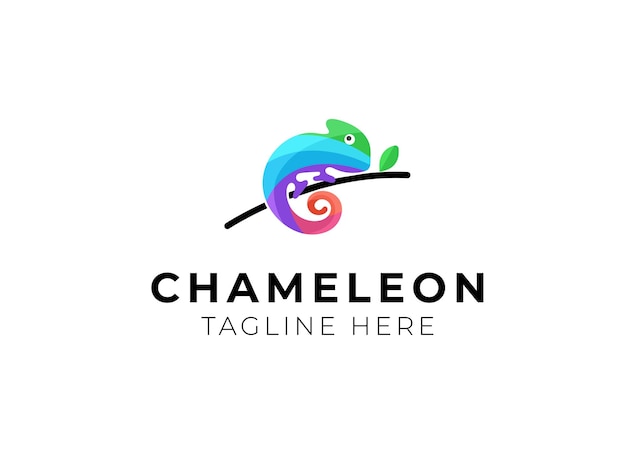 Vector de diseño de logotipo colorido camaleón