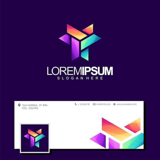 Vector de diseño de logotipo colorido letra Y