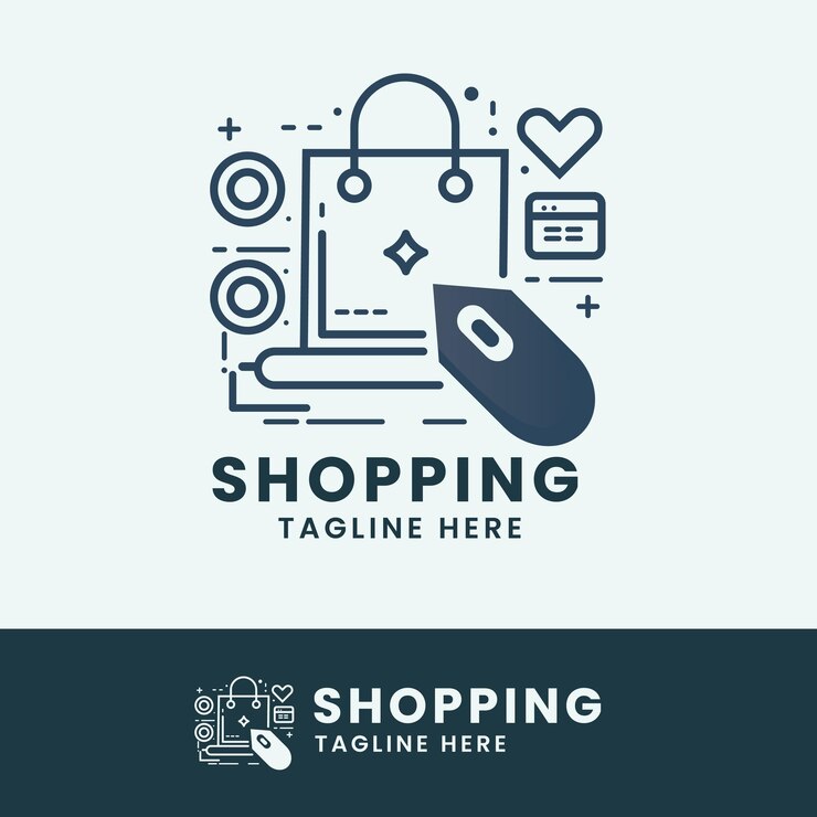 Vector vector de diseño de logotipo de comercio electrónico de compras en línea