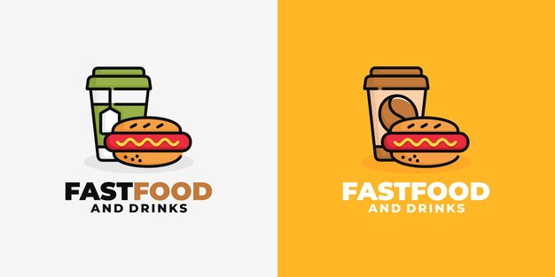 Vector de diseño de logotipo de comida rápida y bebida de hot dog