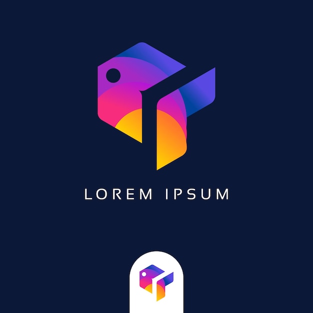 vector de diseño de logotipo Concepto de monograma de pescado de tecnología única moderna