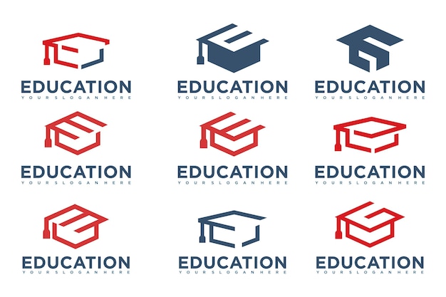 Vector de diseño de logotipo de conjunto de iconos de educación