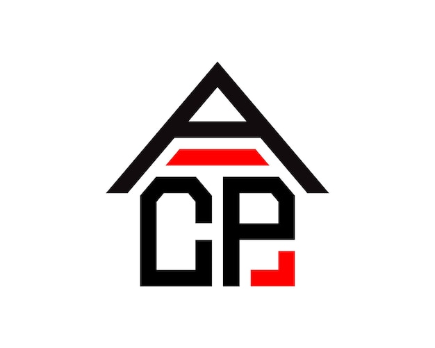 Vector de diseño de logotipo de construcción de bienes raíces de letras ACP