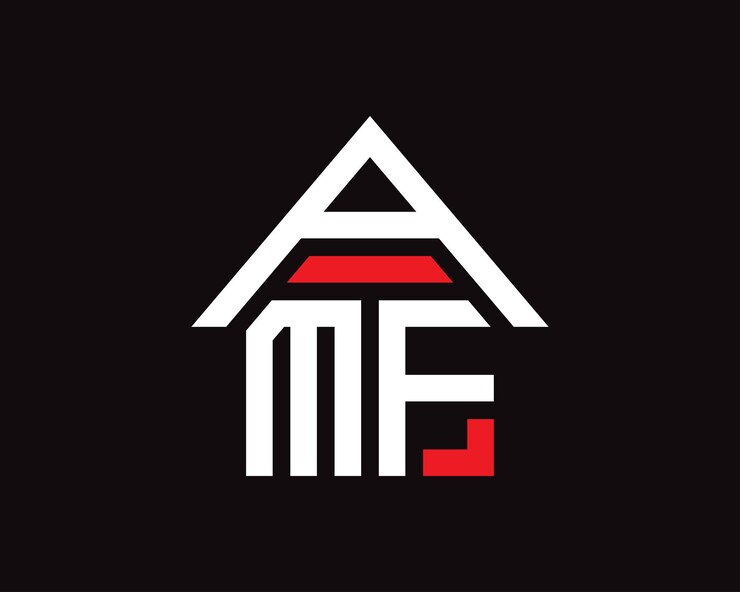 Vector vector de diseño de logotipo de construcción de bienes raíces de letras amf