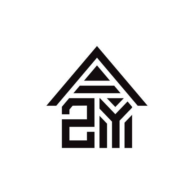 Vector de diseño de logotipo de construcción de forma de casa de letra AZY