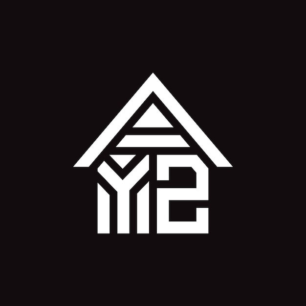 Vector de diseño de logotipo de construcción de forma de casa de letras AYZ