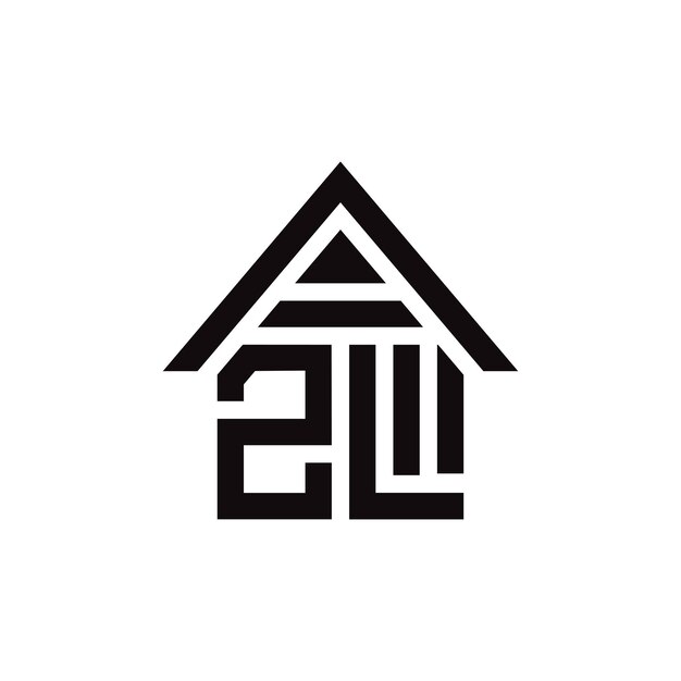 Vector de diseño de logotipo de construcción de forma de casa de letras AZL