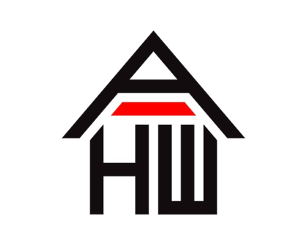 Vector de diseño de logotipo de construcción inmobiliaria con letras AHW