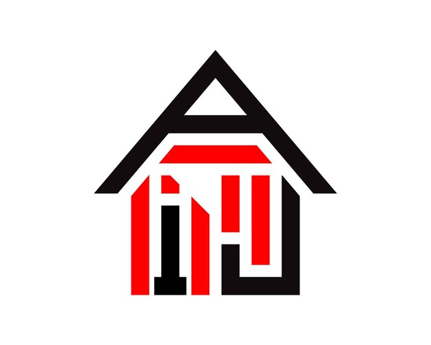 Vector de diseño de logotipo de construcción inmobiliaria con letras AIJ