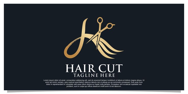 Vector de diseño de logotipo de corte de pelo con concepto creativo para salón de belleza de mujeres