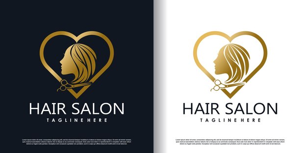 Vector de diseño de logotipo de corte de pelo para moda con vector premium de concepto creativo