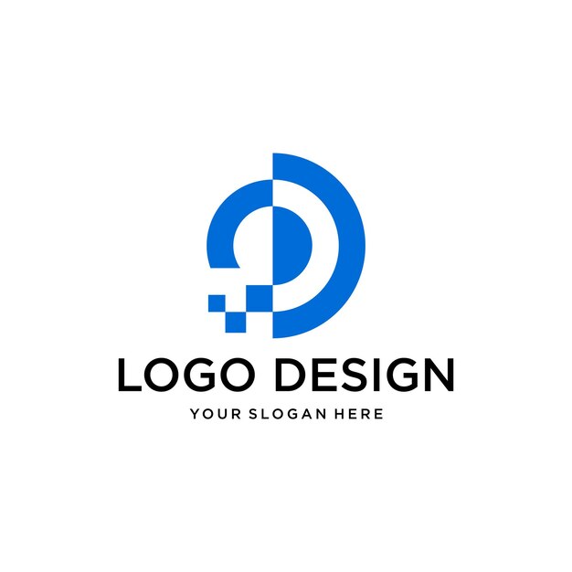 Vector de diseño de logotipo creativo O Pixel Tech