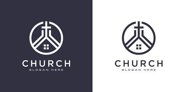 Vector de diseño de logotipo cristiano de iglesia