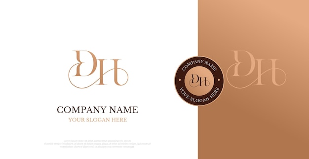 Vector de diseño de logotipo DH inicial