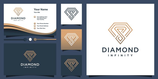 Vector de diseño de logotipo de diamante con concepto de infinito creativo vector premium