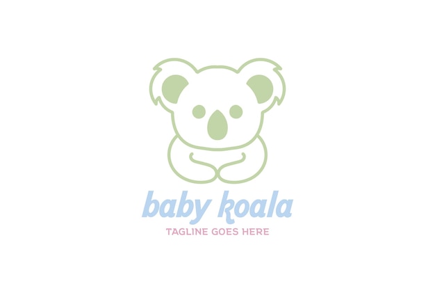 Vector Diseño Logotipo Divertido Lindo Bebé Koala Mascota Dibujos Animados
