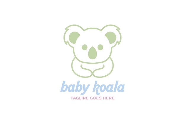 Vector vector diseño logotipo divertido lindo bebé koala mascota dibujos animados