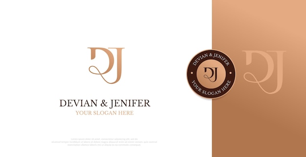 Vector de diseño de logotipo de DJ inicial de logotipo de boda