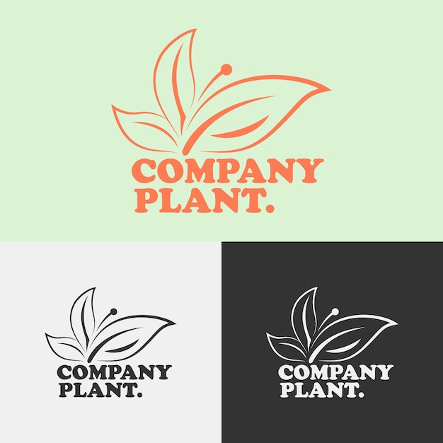 Vector vector de diseño de logotipo de elemento de hoja con concepto de planta y texto