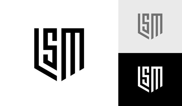 Vector vector de diseño de logotipo de emblema de monograma inicial de letra lsm