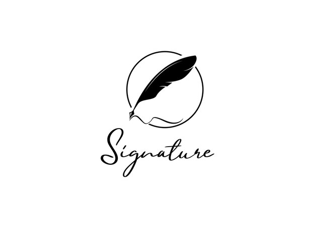 Vector vector de diseño de logotipo de escritura a mano de firma minimalista de pluma de pluma