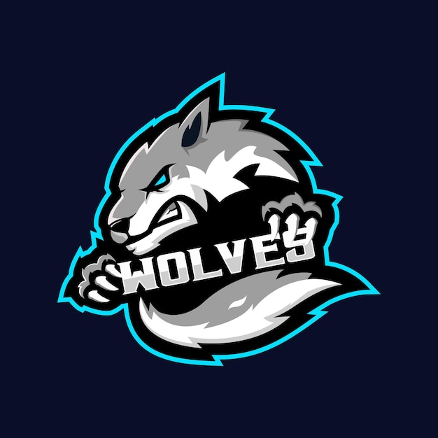 Vector de diseño de logotipo de esport de lobo enojado