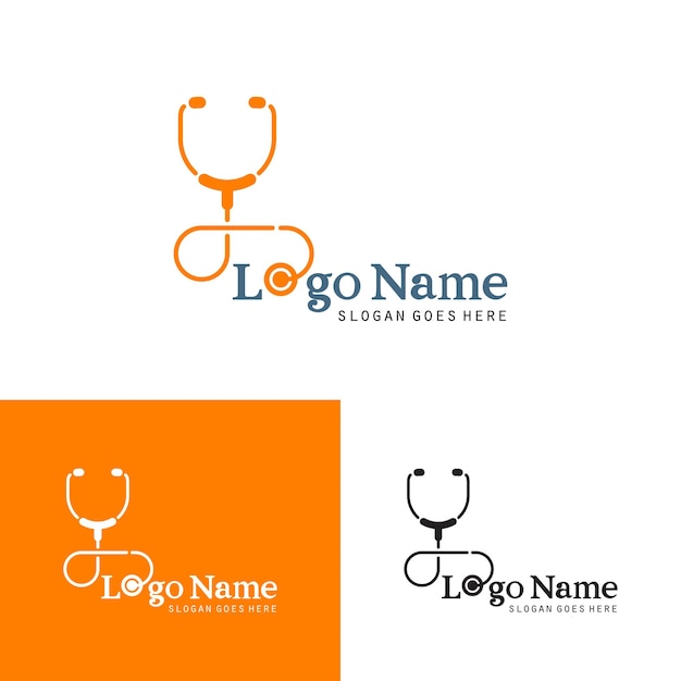 Vector de diseño del logotipo del estetoscopio Ícono de medicina del hospital herramienta del médico