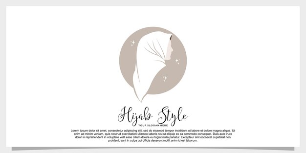 Vector de diseño de logotipo de estilo hijab con plantilla de concepto creativo