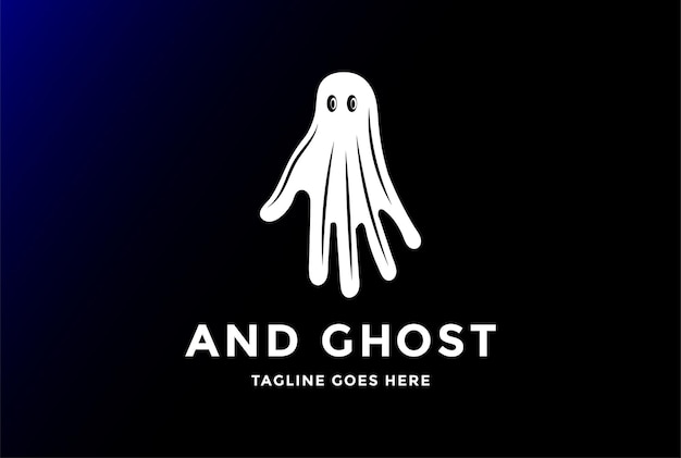 Vector de diseño de logotipo fantasma de mano blanca minimalista simple