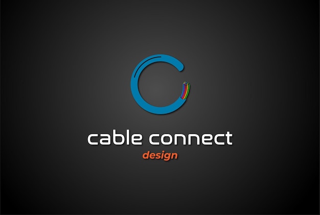 Vector de diseño de logotipo de fibra óptica de cable minimalista simple