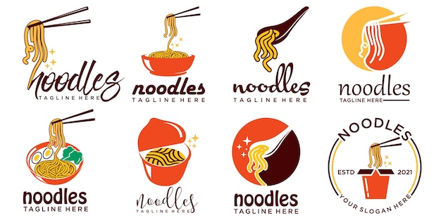 Vector de diseño de logotipo de fideos