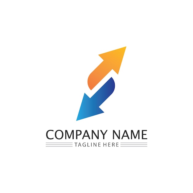 Vector de diseño de logotipo de flecha para música, reproducción de medios, audio digital y logotipo de plantilla de negocio de finanzas de velocidad