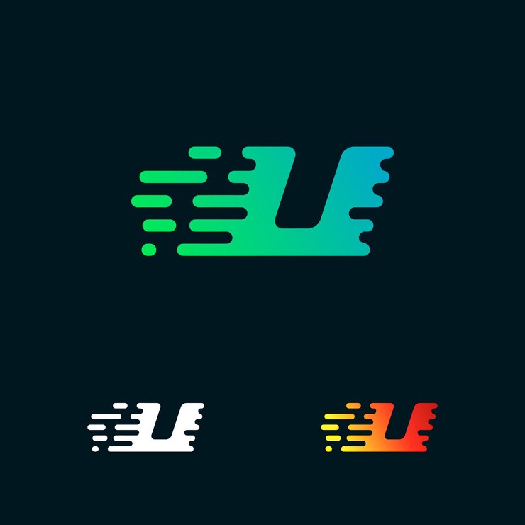 Vector vector de diseño de logotipo de formas de velocidad moderna de letra u