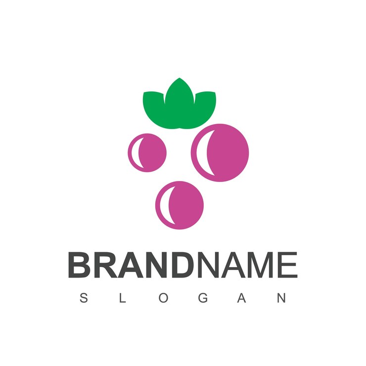 Vector vector de diseño de logotipo de fruta de uva