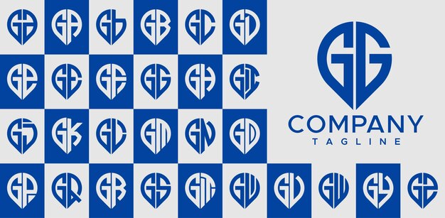 Vector de diseño de logotipo GG G de letra de punto de pin moderno.