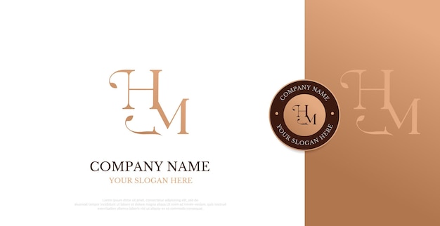 Vector de diseño de logotipo HM inicial