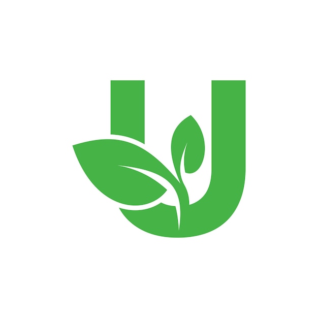 Vector de diseño de logotipo de hoja con concepto de letra
