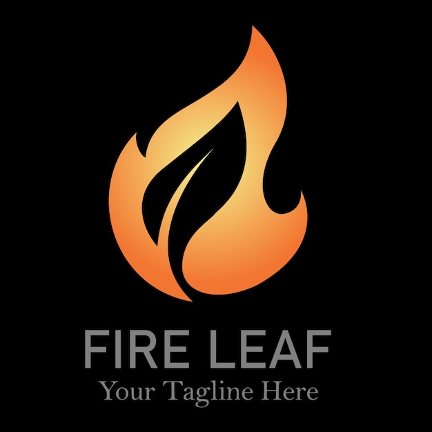 Vector de diseño del logotipo de la hoja de fuego sobre fondo negro