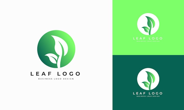 Vector de diseño de logotipo de hoja de naturaleza mínima plana